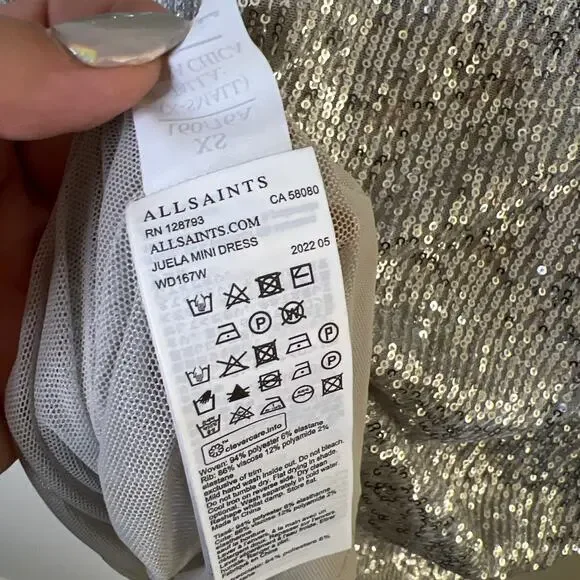 ALLSAINTS Juela Sequin Long Sleeve Mini Dress